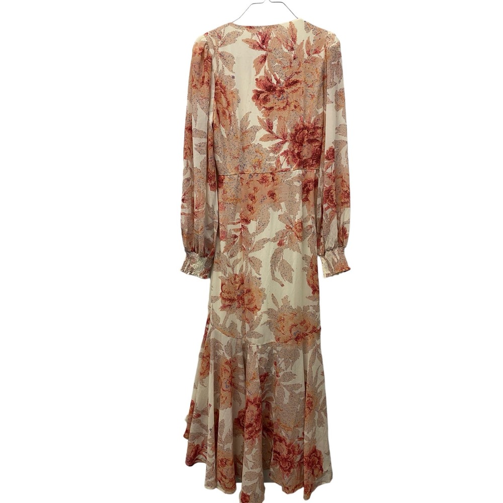 NWT Flying Tomato Midi Dress MEDIUM Floral V-Neck Long Sleeve Ruffle Faux Wrap - Picture 3 of 5